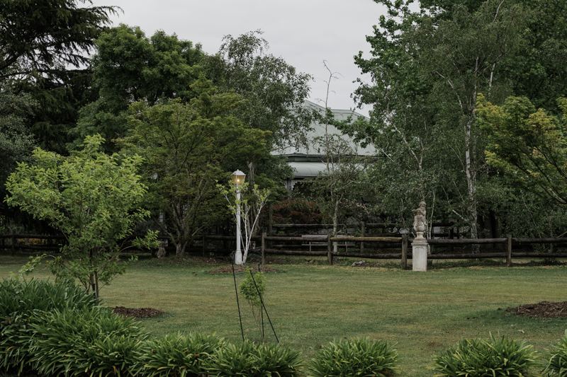 Lawns and lamp posts in the home garden