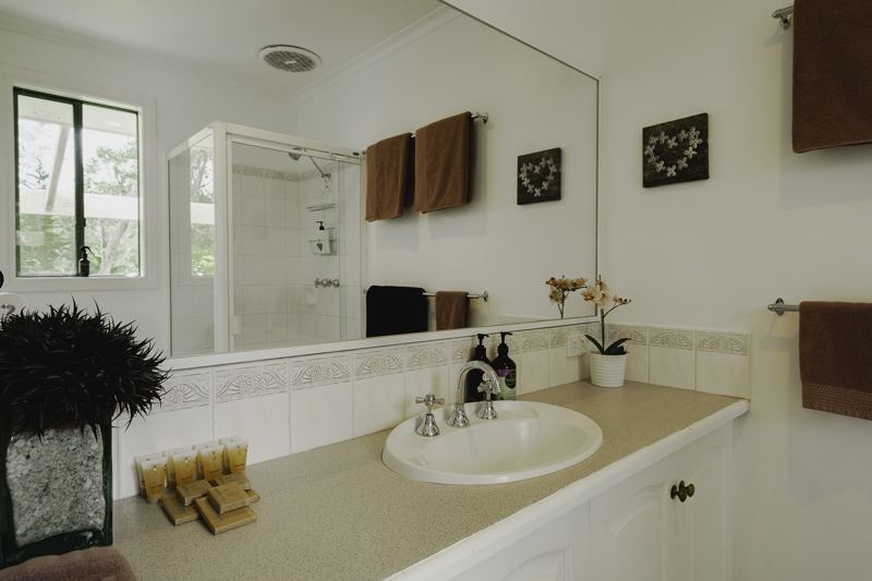 One of the three bathrooms
