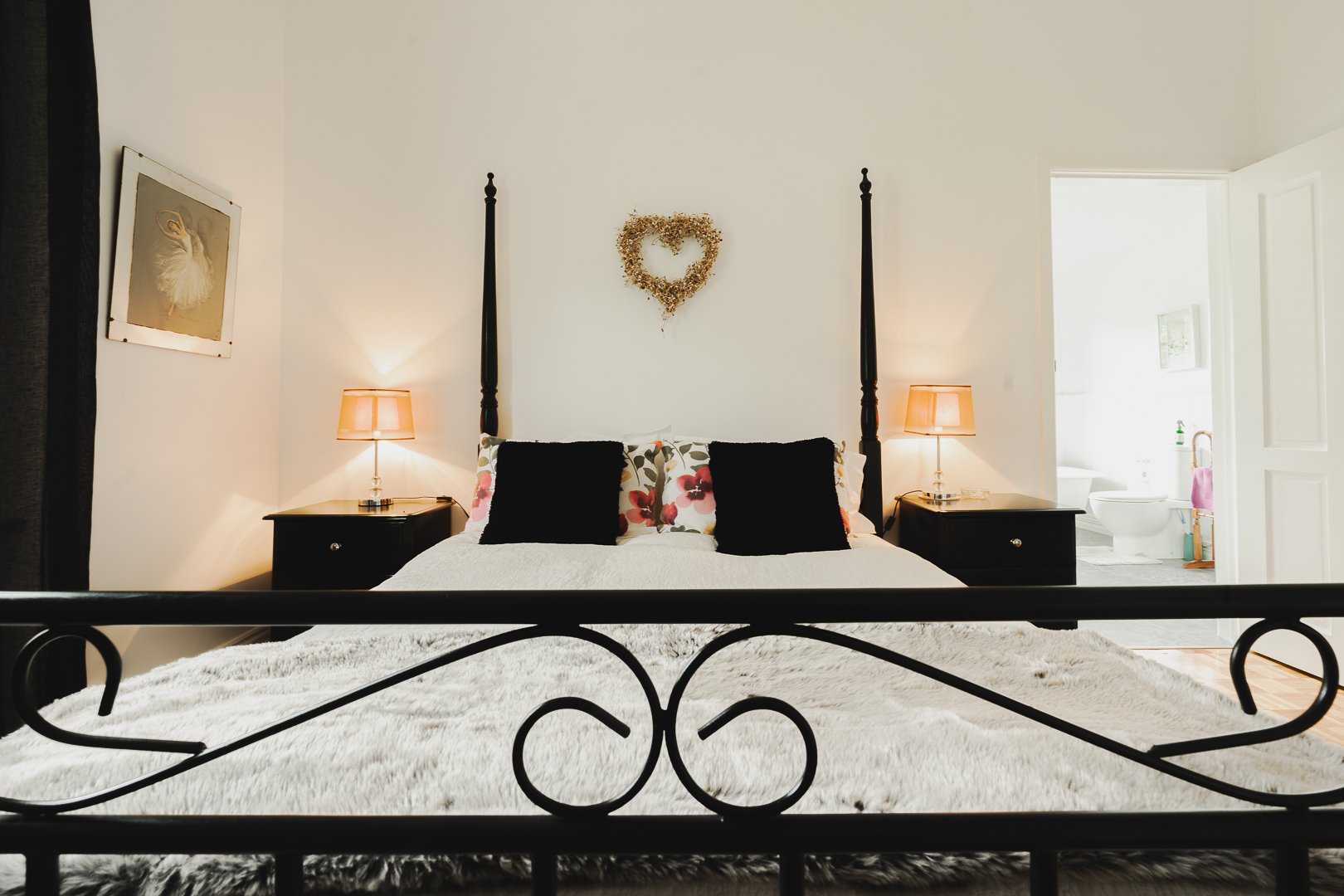 The four-poster bedroom at White Rose Cottage